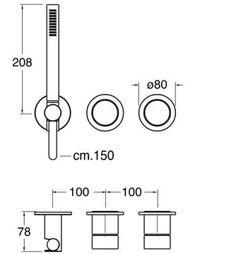 SX CRISX602 - 3 hole stainless steel shower set with hand shower by CRISTINA Rubinetterie - view 3